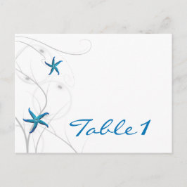 青いヒトデと銀のサンゴのテーブル番号 ポストカード