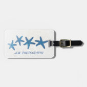 青いヒトデのカスタマイズ ラゲッジタグ (正面横)