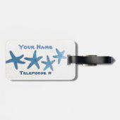 青いヒトデのカスタマイズ ラゲッジタグ (裏面横)