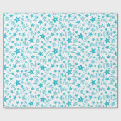 青いヒトデの夏の海岸ウェディングシームレスギフト ラッピングペーパー (フラット)