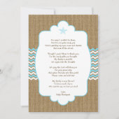 青いヒトデの男の子のベビーシャワーはノート感謝していしています ノートカード (正面)