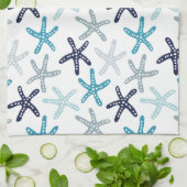 青いヒトデパターン キッチンタオル (折り畳み)