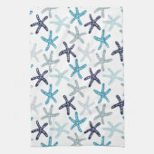 青いヒトデパターン キッチンタオル (縦)