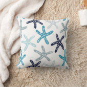 青いヒトデパターン クッション (ブランケット)