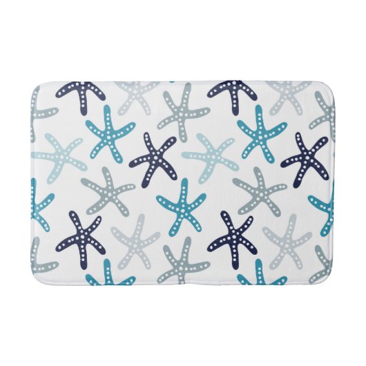 青いヒトデパターン バスマット (正面)