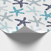 青いヒトデパターン ラッピングペーパー (角)