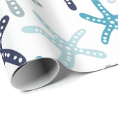 青いヒトデパターン ラッピングペーパー (ロールコーナー)