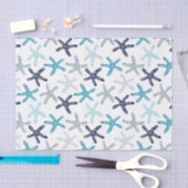 青いヒトデパターン 薄葉紙 (クラフト)