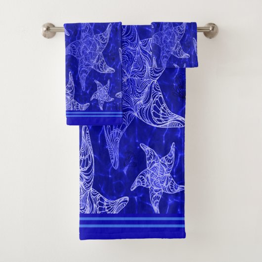 青いヒトデ模様 バスタオルセット (インサイチュ)