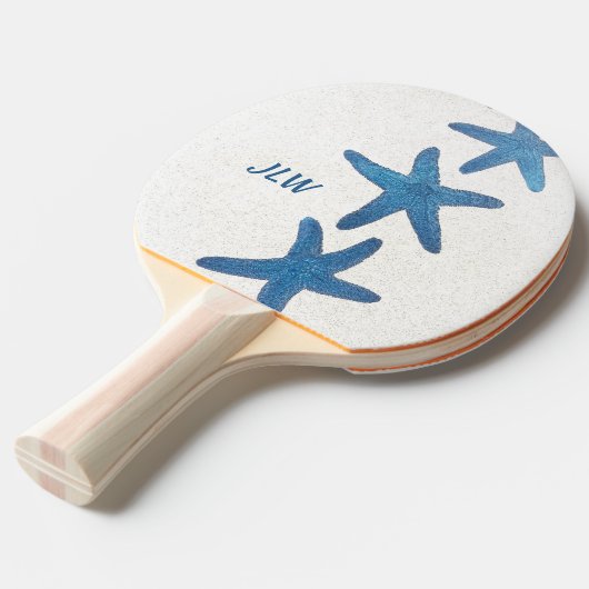 青いヒトデ航海のスパーソナライズされたホワイト 卓球ラケット (正面アングル)