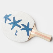 青いヒトデ航海のスパーソナライズされたホワイト 卓球ラケット (横)