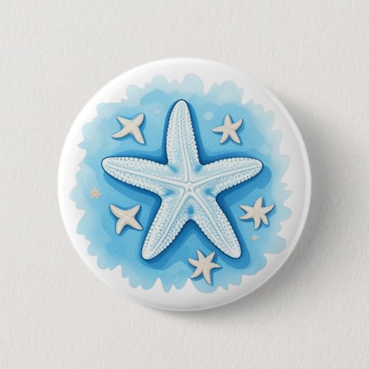青いヒトデ 缶バッジ (正面)
