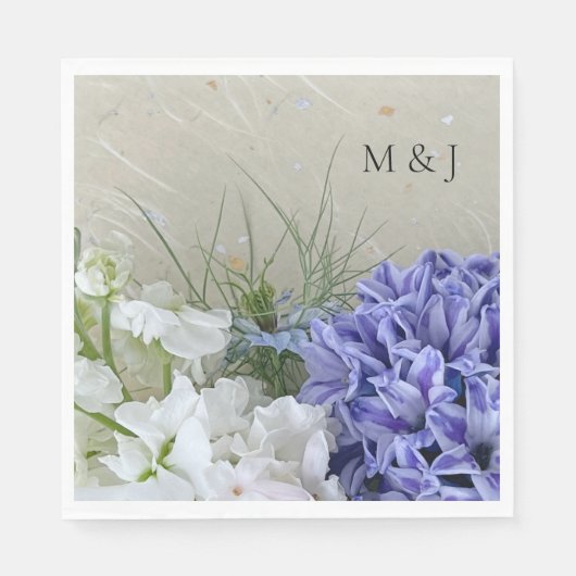 青いヒヤシンスと白い素材花 スタンダードランチョンナプキン (正面)
