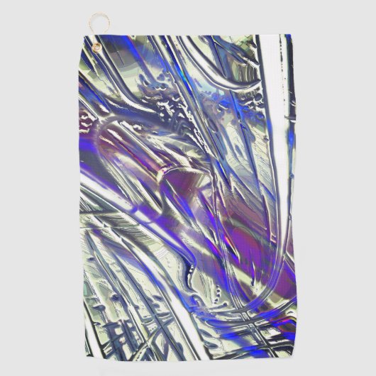 青いヒュームの下の銀色のテクスチャの引っ掻きトレース ゴルフタオル (正面)