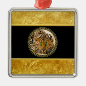 青いヒョウと斑のある皮膚金ゴールド メタルオーナメント (正面)