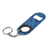青いヒョウの質パターン キーホルダー栓抜き (正面アングル)