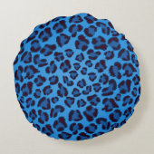 青いヒョウの質パターン ラウンドクッション (裏面)