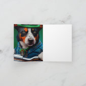 青いヒーラー犬が自転車に乗ってセントパトリックデーを祝う カード (内部)