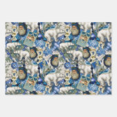 青いビクトリアンクリスマスコラージュ ラッピングペーパーシート (正面2)