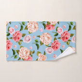 青いビクトリアン背景のバラ バスタオルセット (ハンドタオル)