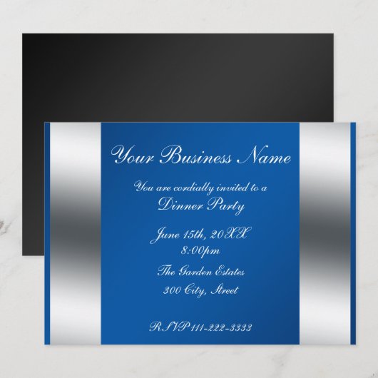 青いビジネス招待状 招待状 (正面/裏面)