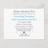 青いビジネス研修会のパーティの招待状のテンプレート インビテーションポストカード (裏面)