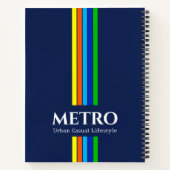 青いビジモダンャンロゴの垂直ストライプ ノートブック (裏面)