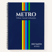 青いビジモダンャンロゴの垂直ストライプ ノートブック (正面)