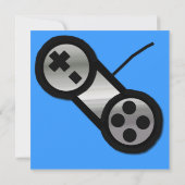 青いビデオゲームパーティーの招待状 招待状 (裏面)