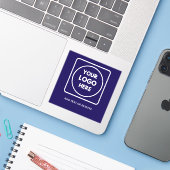 青いビニールロゴ ビジネスプロモーションQRコードラベル シール (ノートパソコンとiPhone)