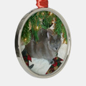 青いビルマのクリスマス メタルオーナメント (右)