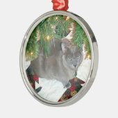 青いビルマのクリスマス メタルオーナメント (左)