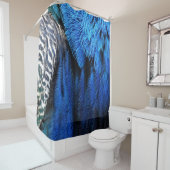 青いビロードの孔雀の羽 シャワーカーテン (インサイチュ)