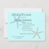 青いビーチのヒトデのベビーシャワー 招待状 (裏面)