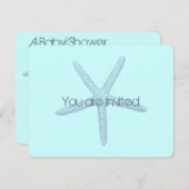 青いビーチのヒトデのベビーシャワー 招待状 (正面/裏面)