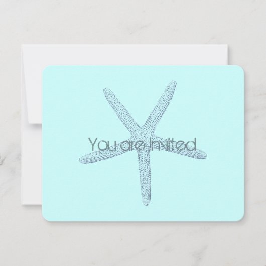 青いビーチのヒトデのベビーシャワー 招待状 (正面)