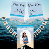 青いビーチの写真テンプレート "ここにいたらな" バンティングフラッグ