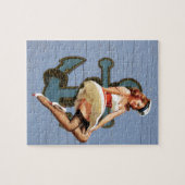 青いビーチの女の子の船員の上の航海のないかりPin ジグソーパズル (横)