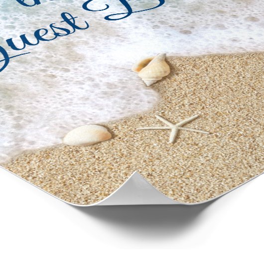 青いビーチの波がゲストブックポスターに署名2 ポスター (角)