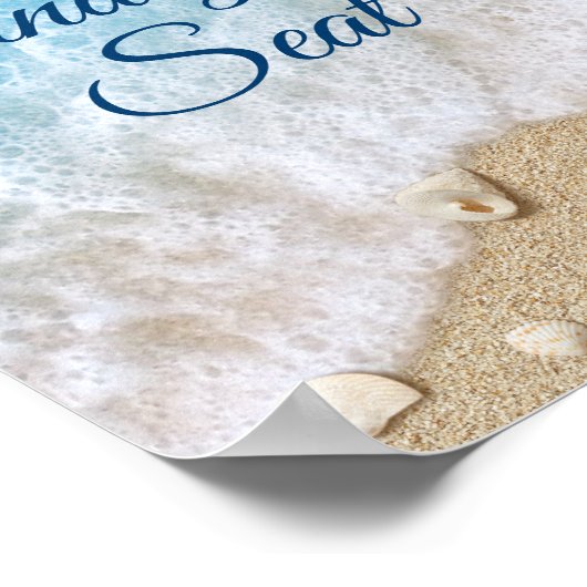 青いビーチの波がデザインされた席札ポスター ポスター (角)