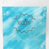 青いビーチの波と砂のぼかしライト 三つ折り招待状 (内部最初)