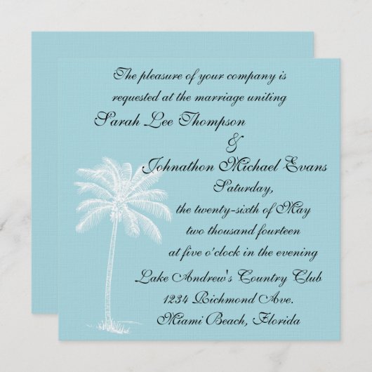 青いビーチの逃走の招待状 招待状 (正面/裏面)