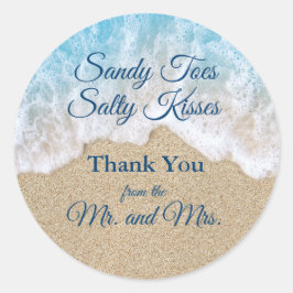 青いビーチウェーブサンディつま先Saltyキスサンキュー ラウンドシール