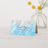 青いビーチウェーブサンディつま先Saltyキス折り畳み プレイスカード (裏面)