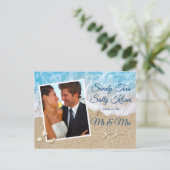 青いビーチウェーブサンディ足指Saltyキス写真 ポストカード (スタンド正面)