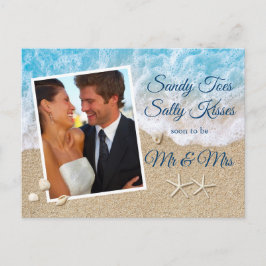 青いビーチウェーブサンディ足指Saltyキス写真 ポストカード