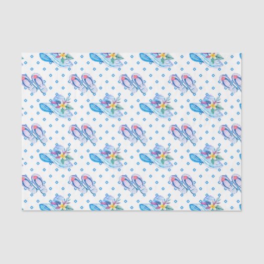 青いビーチサンダルとサンハット 薄葉紙 (正面)