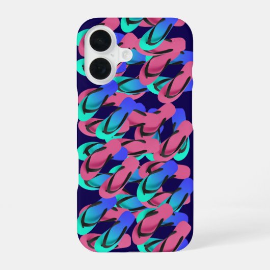 青いビーチサンダルの山が楽しい iPhone 16ケース (裏面)