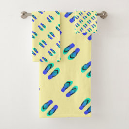 青いビーチサンダル　キッズ バスタオルセット