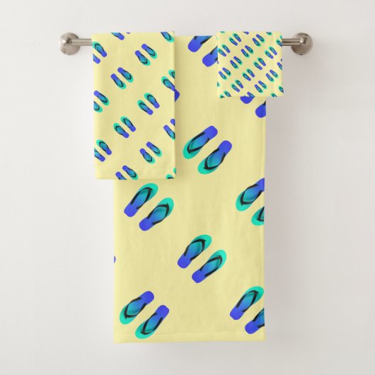 青いビーチサンダル　キッズ バスタオルセット (インサイチュ)